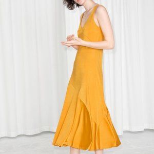 & Other Stories Yellow Asymmetrical Midi Dress